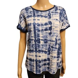 Lucky Brand Blue and White Short Sleeve Sweater